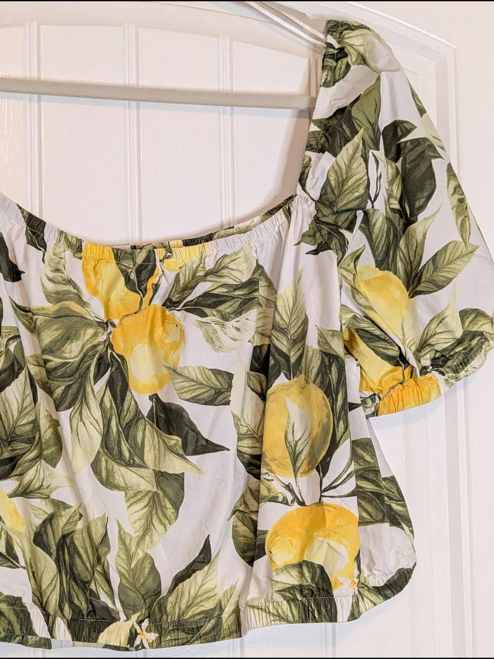 H&M Lemon Patterned Short Sleeve Cotton Crop Top - Picture 9 of 12